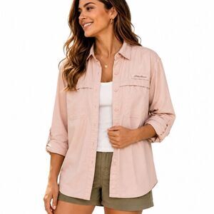 Eddie Bauer Women’s Pink Nylon Utility Fishing Shirt Jacket Hiking Outdoor XL